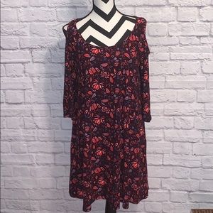 Mudd Floral Pattern Cold Shoulder Dress